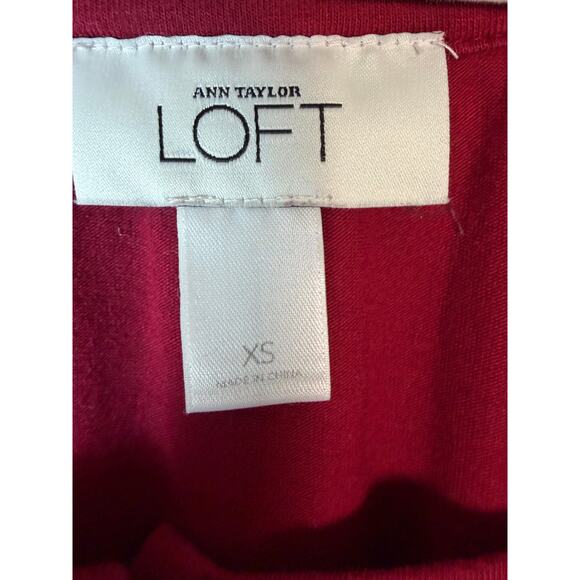 Ann Taylor loft women’s shirt dress drop waist deep red button collar travel - Picture 5 of 11